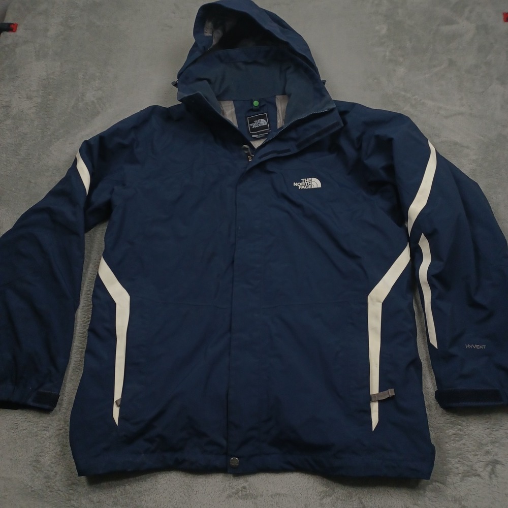 North Face Jacket Mens‎ Medium Blue Full Zip Hooded Outdoor Hyvent